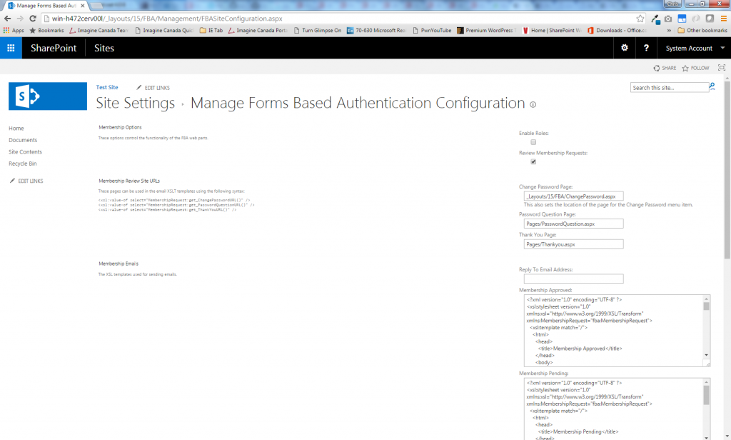 FBA Site Configuration